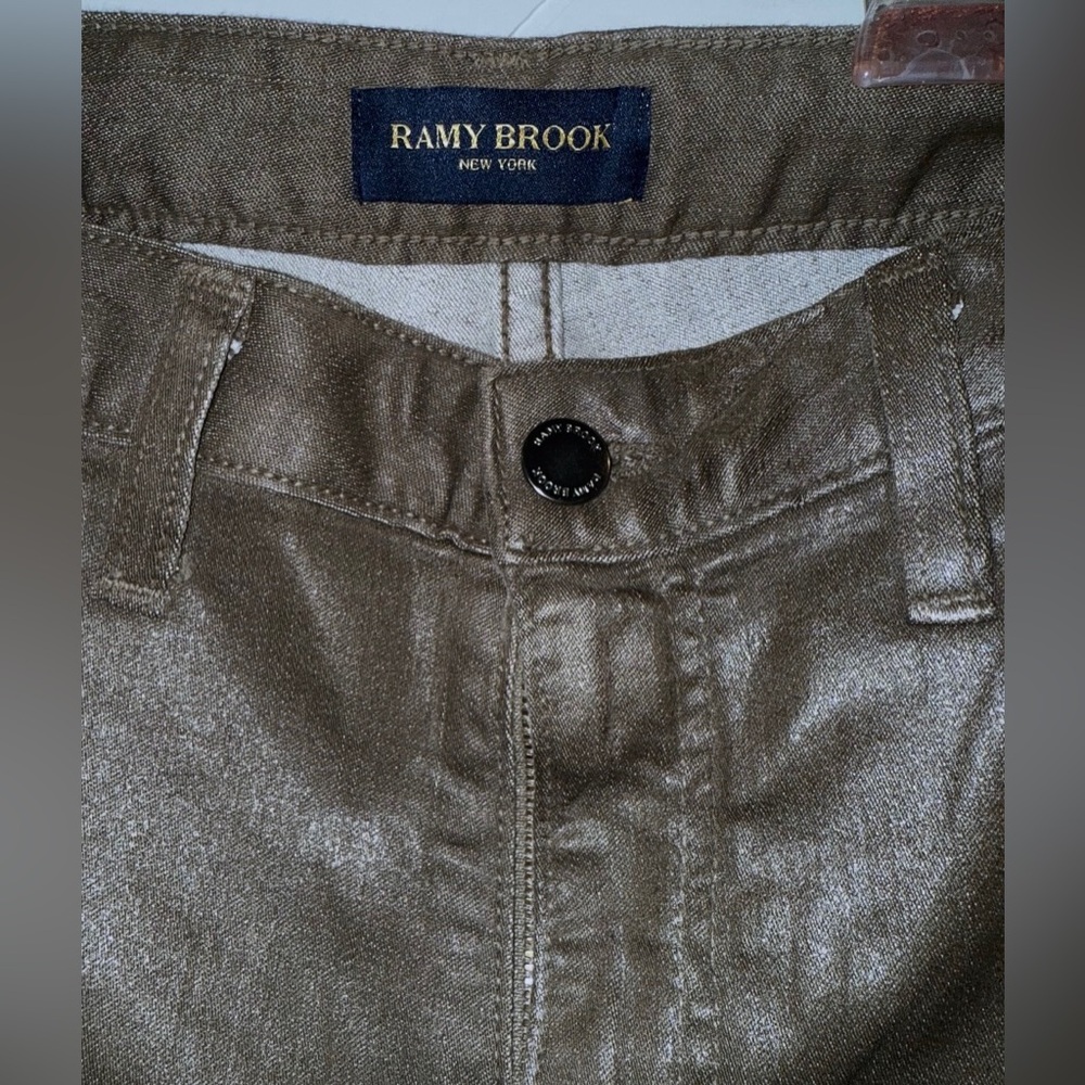 New RAMY BROOK helena high rise coated flare jean in glossy gunmetal 29 $275.00 - Picture 6 of 14